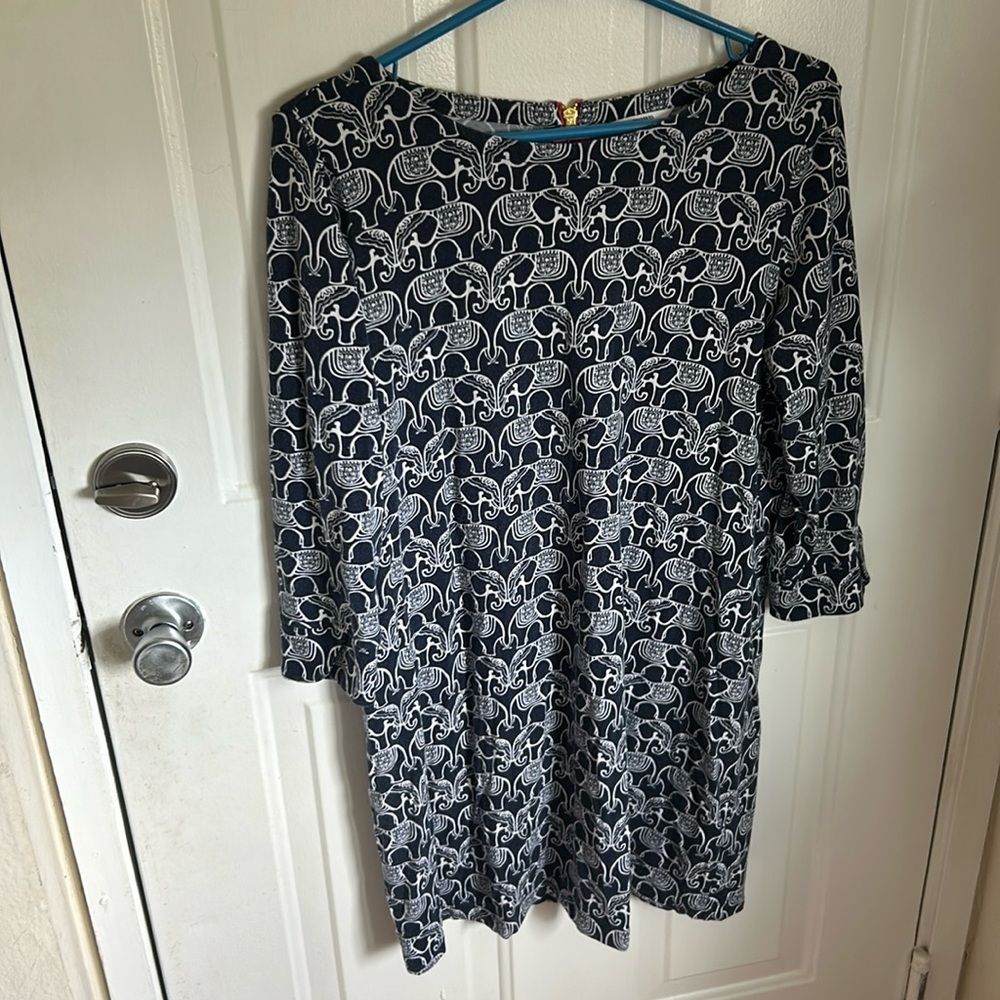 Crown and Ivy Navy Dress with White Elephants Size M